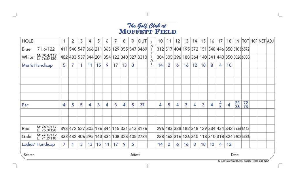 Course Information The Golf Club At Moffett Field